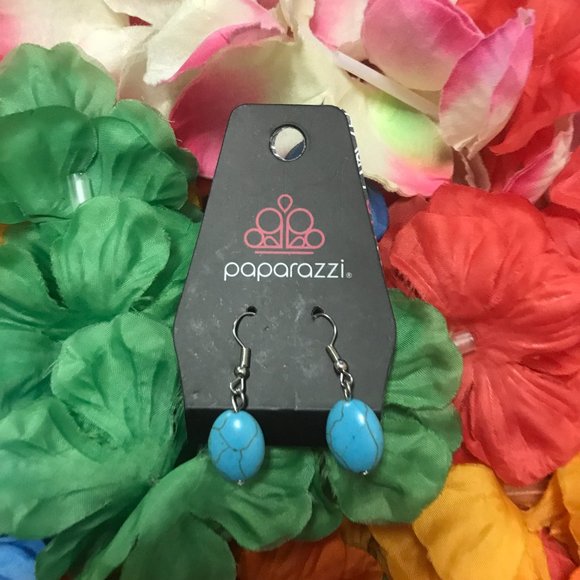 Paparazzi Turquoise-like Hanging Earrings - Picture 10 of 16